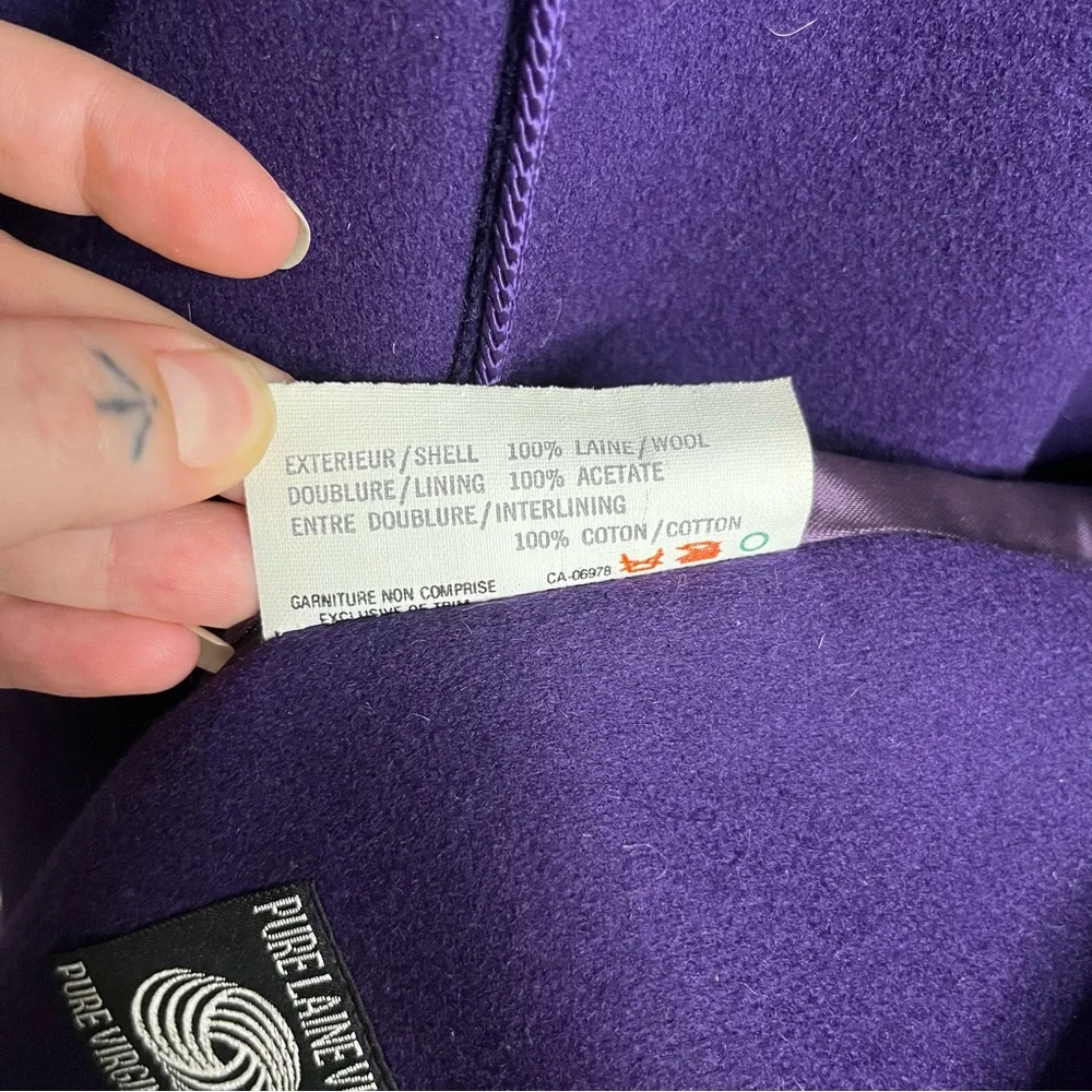 Purple Wool Vintage Button Down Long Jacket - Picture 9 of 9